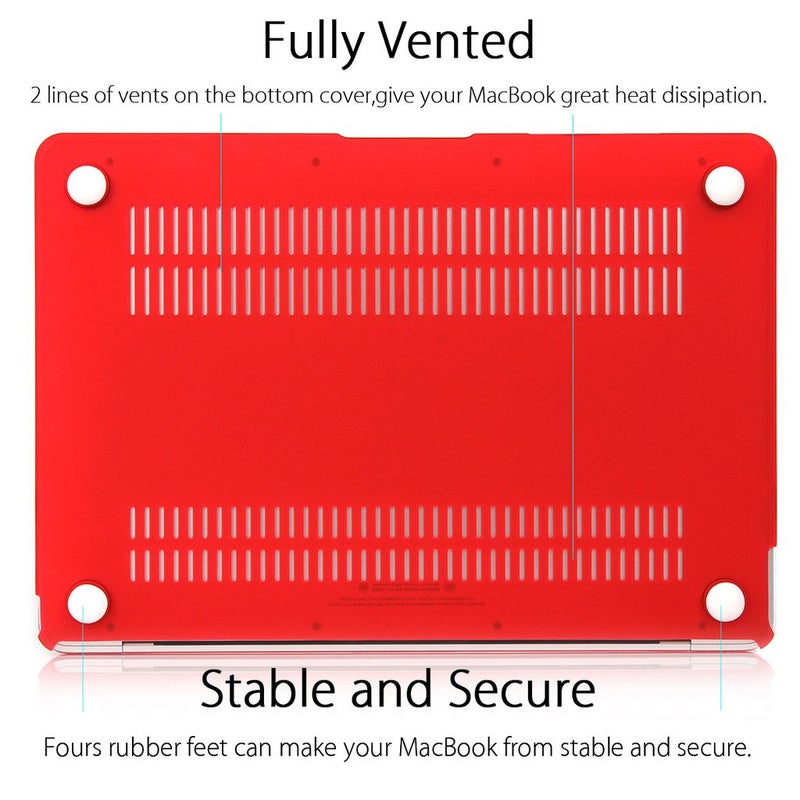 UESWILL Smooth Soft Touch Matte Hard Shell Case Cover Compatible with MacBook 12 inch with Retina Display (Model: A1534) + Microfibre Cleaning Cloth, Red - Image 4